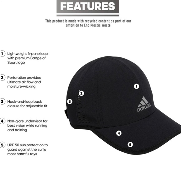 Adidas Climalite baseball cap hat black adjustable lightweight moisture-wicking - Picture 3 of 9